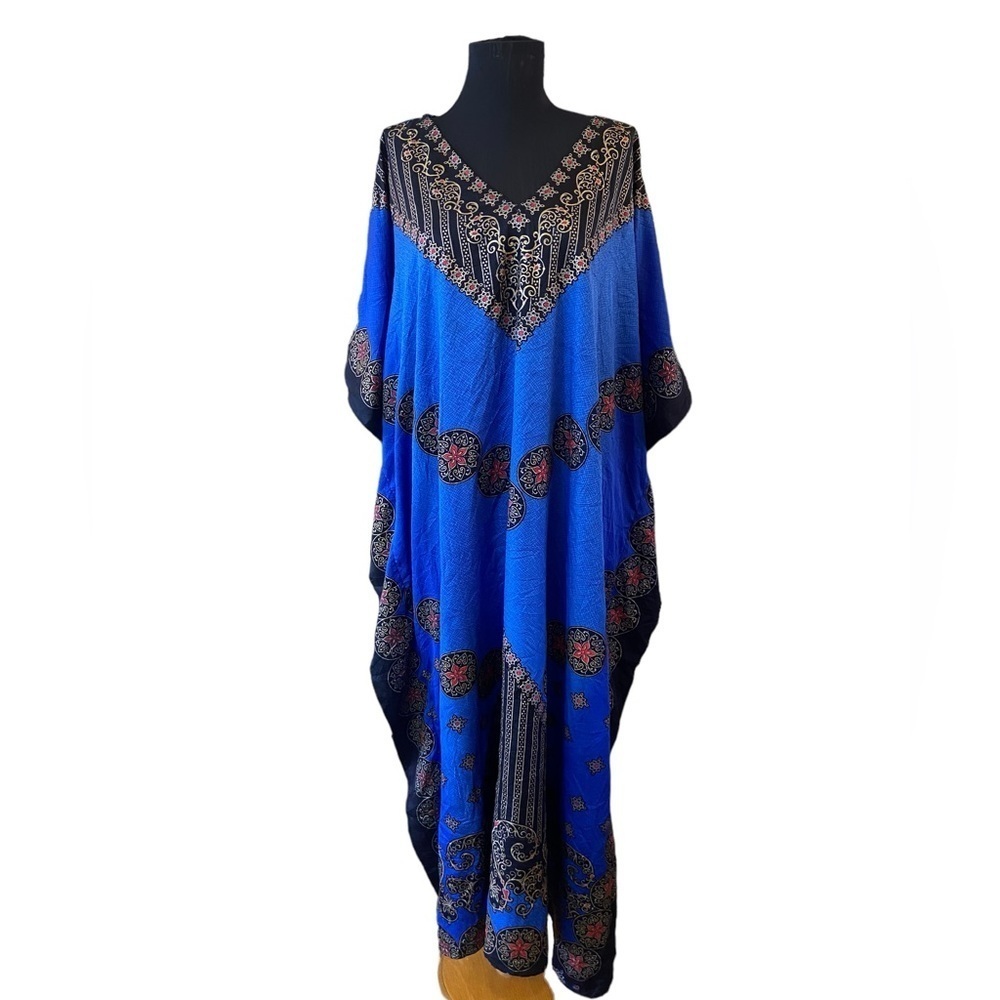Vintage Sante Classics Blue Print Kaftan Caftan